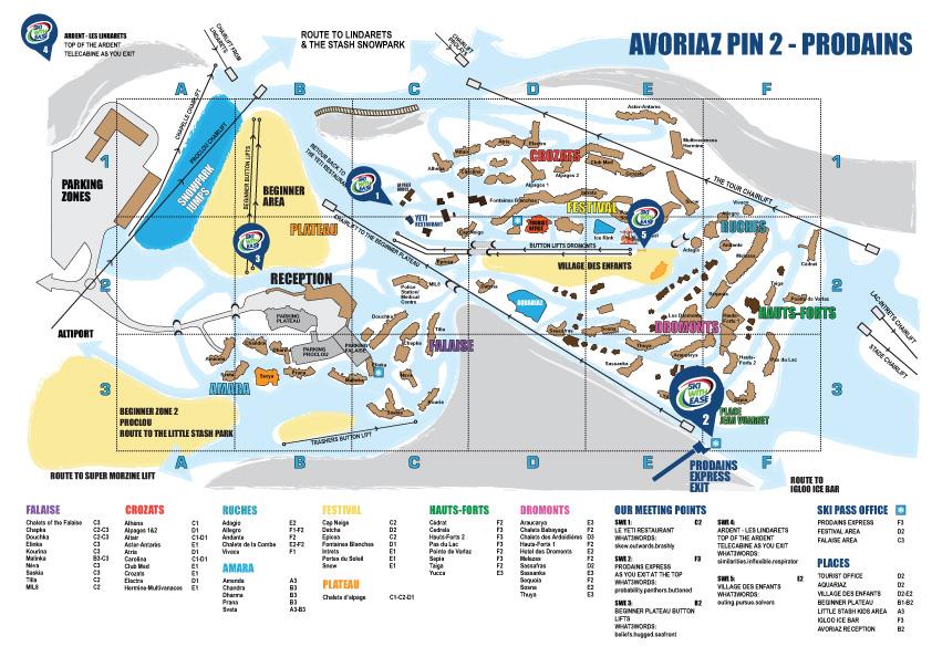 Map: Ski With Ease Ski School Avoriaz Meeting Point for Prodains Ski Lessons