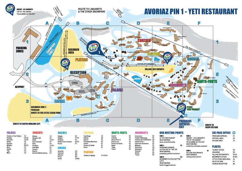 Map: Ski With Ease Ski School Avoriaz Yeti Meeting Point for Ski Lessons